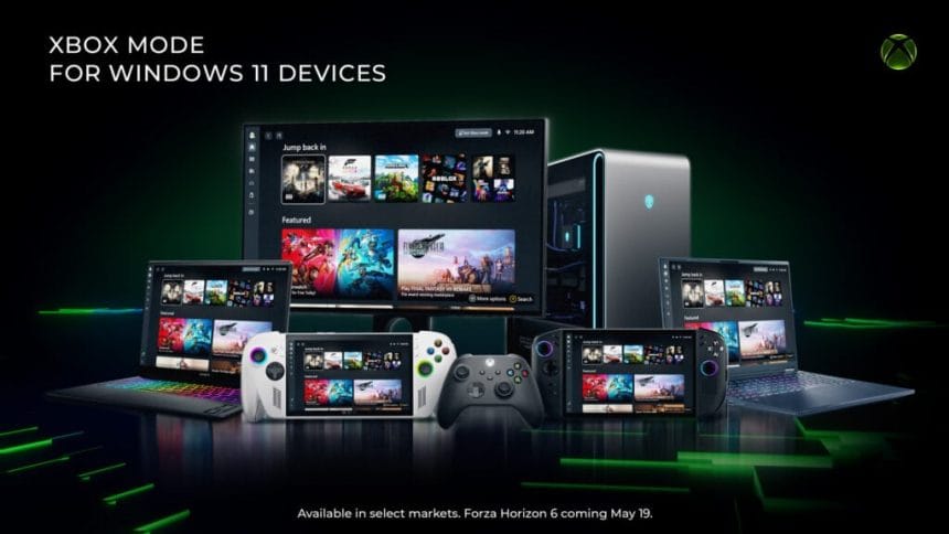 Interfaz de Xbox Mode en Windows 11 con mando
