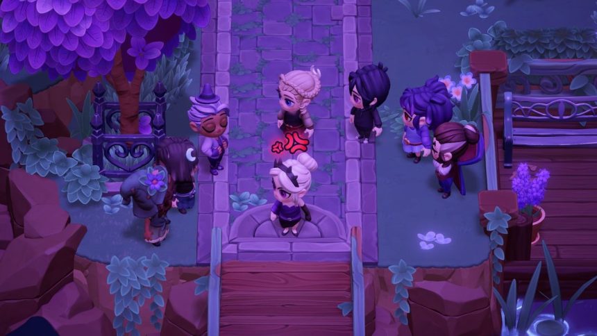 Captura de pantalla de Moonlight Peaks mostrando la granja del protagonista