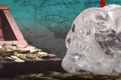 Monedas de oro y cráneo de cristal con ópalo, premio de búsqueda del tesoro de Assassin's Creed Black Flag