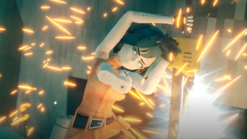 Captura de juego de Motorslice enfrentando maquinaria industrial gigante