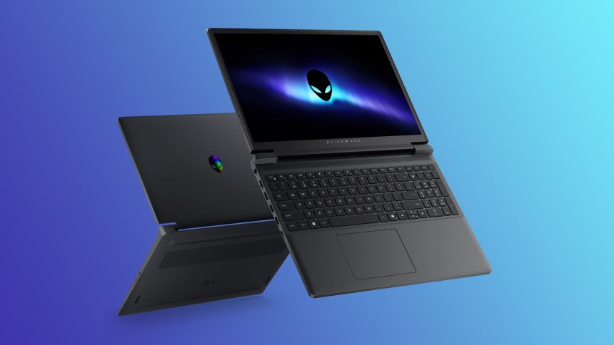 Portátil Alienware 15 abierto mostrando pantalla y teclado