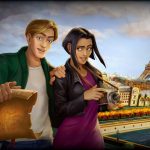 Logotipo de Broken Sword sobre fondo oscuro