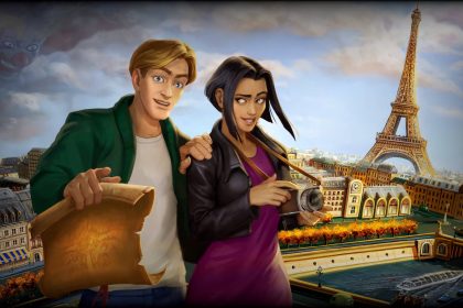Logotipo de Broken Sword sobre fondo oscuro