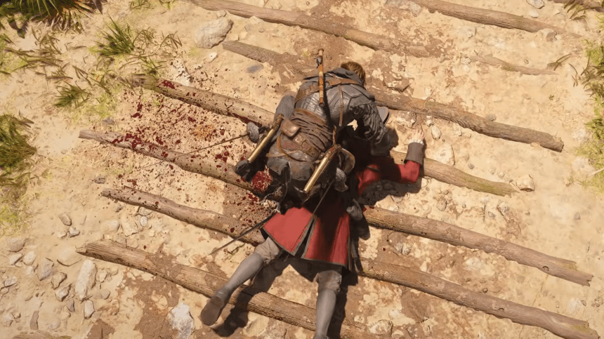 Edward Kenway en Assassin's Creed Black Flag Resynced mostrando efectos de sangre