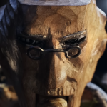 Pieza de stop-motion en madera representando un samurái