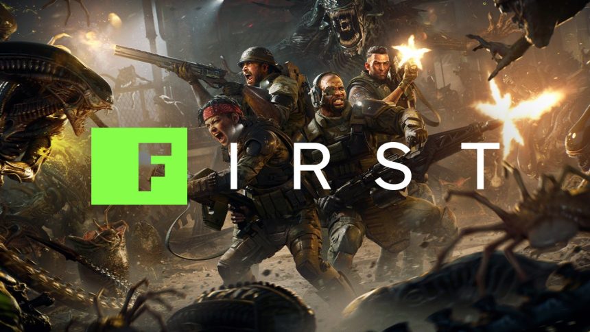 Captura promocional de Aliens: Fireteam Elite 2 con cuatro jugadores en combate