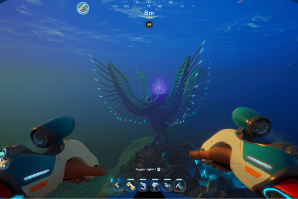 Personaje abriendo una cocina en Subnautica 2