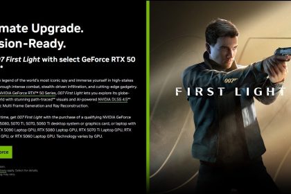 Tarjeta gráfica NVIDIA GeForce RTX 50-Series con caja de juego de 007 First Light
