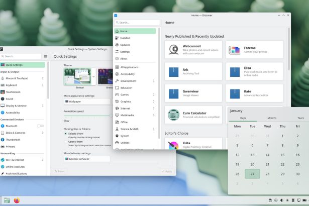Interfaz del escritorio KDE Plasma mostrando mejoras visuales y rendimiento
