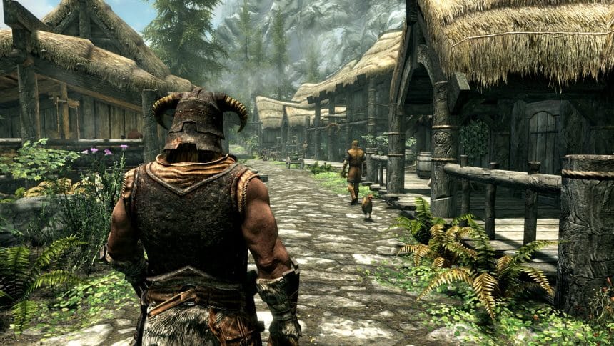 Captura de Skyrim ejecutándose en Steam Deck