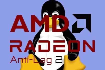 Logos de Nvidia y AMD sobre fondo con el logo de Linux