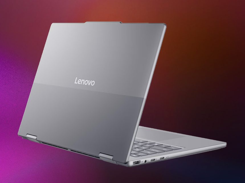 Lenovo ThinkBook 14 2 en 1 Gen 6 abierto mostrando pantalla y teclado