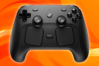 Steam Controller visto desde arriba mostrando controles y paneles táctiles