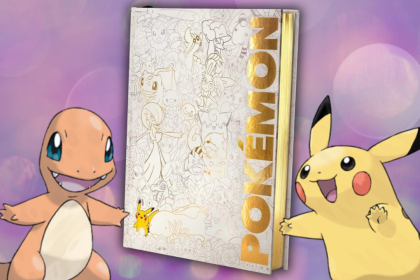 Portada de la guía deluxe de Pokémon con borde dorado