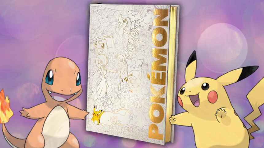 Portada de la guía deluxe de Pokémon con borde dorado